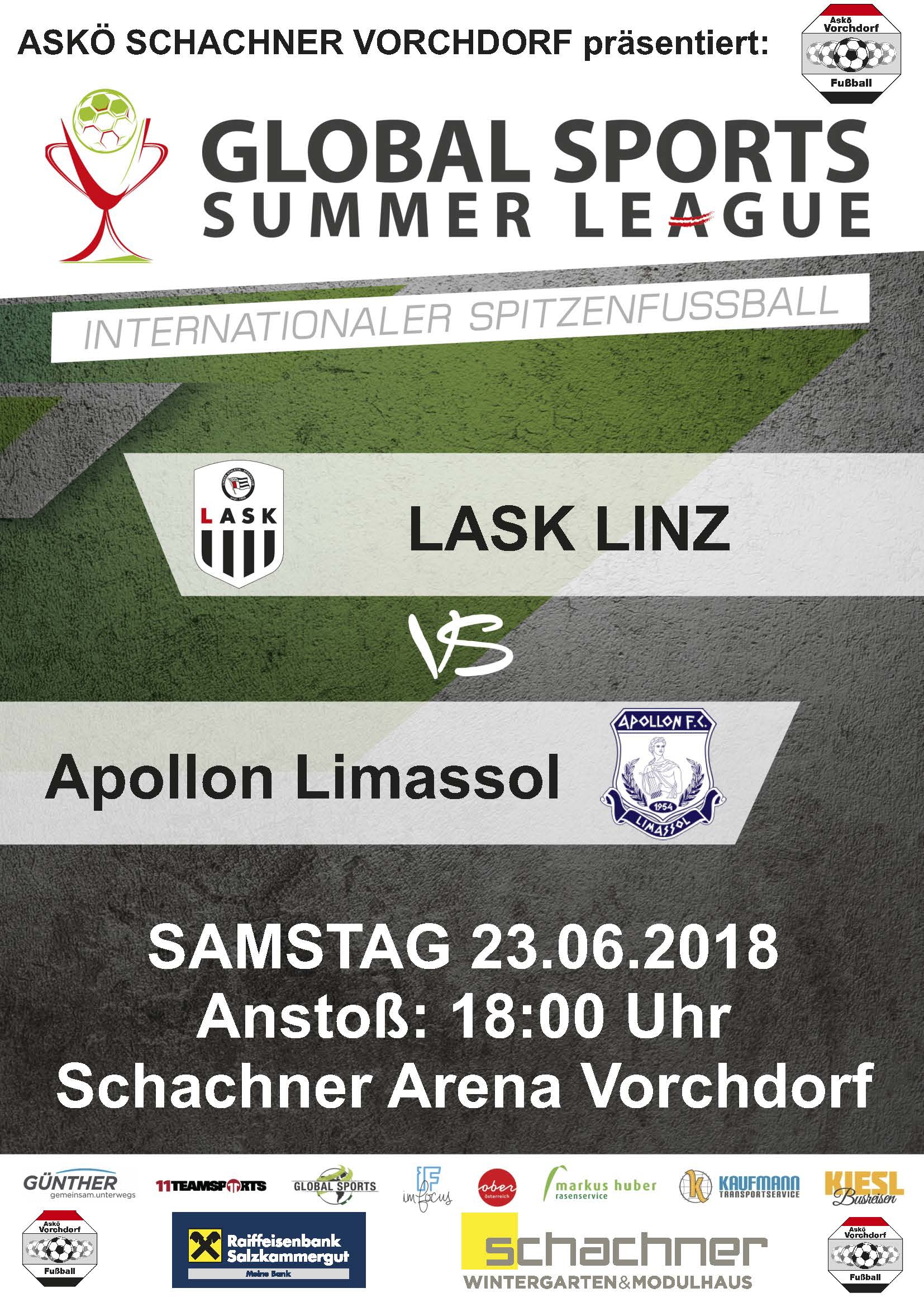 Plakat LASK Apollon Limassol Vorchdorf Sponsoren