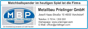 Matchballsponsor Metallbau Prielinger