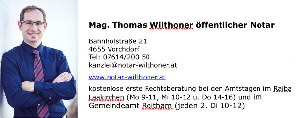 Mag. Thomas Wilthoner, öffentlicher Notar